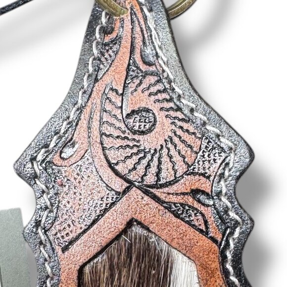 Myra Bag Leather and Hair-On Hide Hand-tooled "Glory Days" Key Chain - NEW - Picture 2 of 5